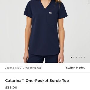 Navy Small figs scrub top with tags